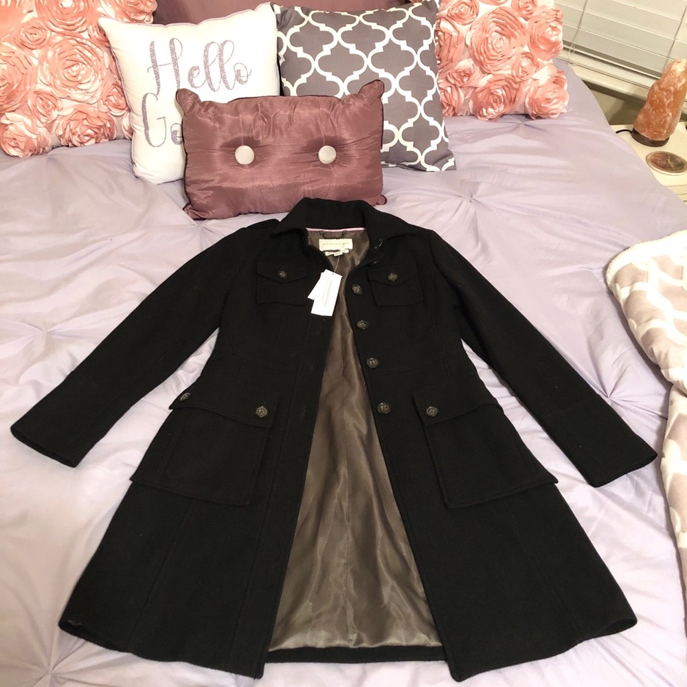 NWT Banana Republic Wool Pea Coat. Black. S, XS
